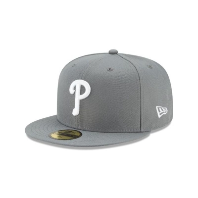 Grey Philadelphia Phillies Hat - New Era MLB Floral Undervisor 59FIFTY Fitted Caps USA4873201